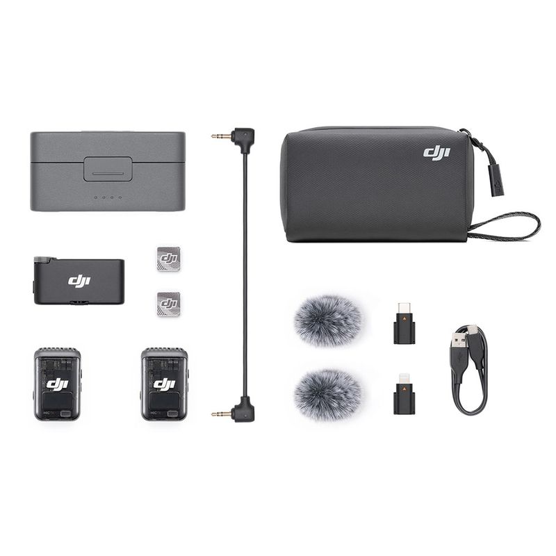 Microfone DJI Mic 2 (2 TX Microfone + 1 RX Receptor + 1 Case de carregamento) BR - DJI116