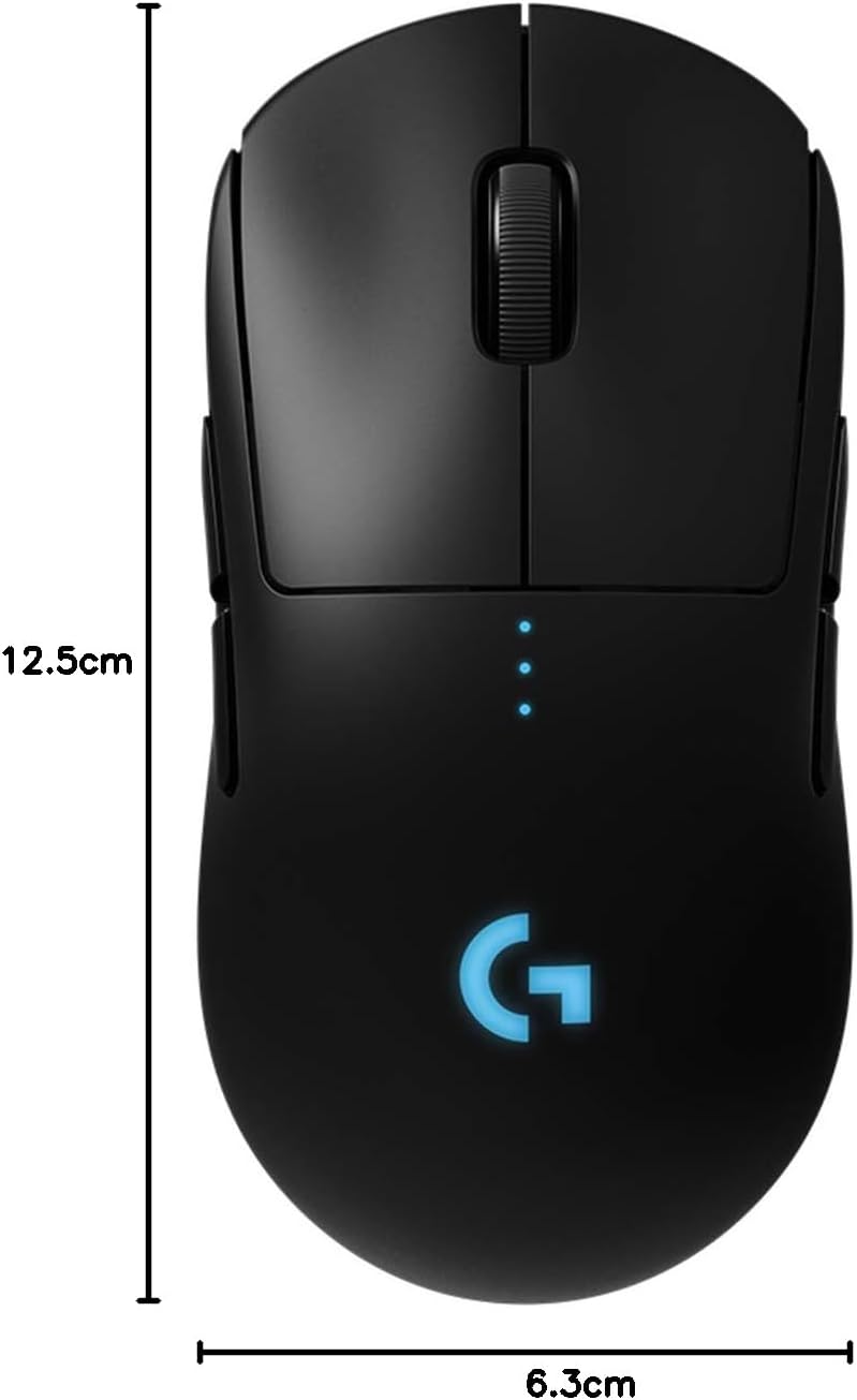 Mouse Gamer Sem Fio Logitech G PRO Wireless com Tecnologia LIGHTSPEED, RGB LIGHTSYNC, Design Ambidestro, 8 Botões Programáveis, Sensor HERO 25K e Bateria Recarregável - Compatível com POWERPLAY