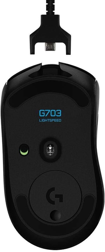 Mouse Gamer Sem Fio Logitech G703 LIGHTSPEED com RGB LIGHTSYNC, 6 Botões Programáveis, Sensor HERO 25K e Bateria Recarregável - Compatível com POWERPLAY