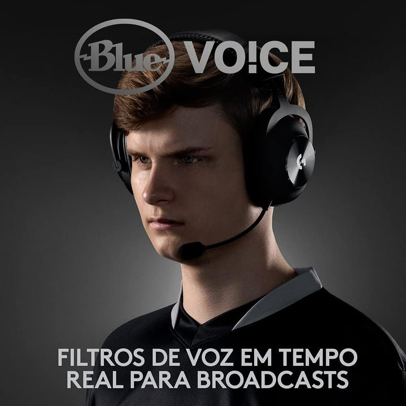 Headset Gamer Sem Fio Logitech G PRO X Wireless LIGHTSPEED com 7.1 Dolby Surround, Tecnologia Blue VO!CE, Design Confortável e Durável, Drivers PRO-G 50 mm e Bateria Recarregável