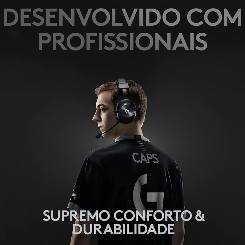 Headset Gamer Sem Fio Logitech G PRO X Wireless LIGHTSPEED com 7.1 Dolby Surround, Tecnologia Blue VO!CE, Design Confortável e Durável, Drivers PRO-G 50 mm e Bateria Recarregável