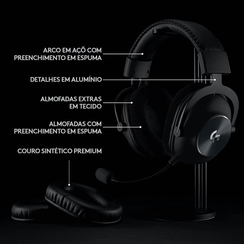 Headset Gamer Sem Fio Logitech G PRO X Wireless LIGHTSPEED com 7.1 Dolby Surround, Tecnologia Blue VO!CE, Design Confortável e Durável, Drivers PRO-G 50 mm e Bateria Recarregável