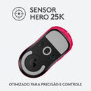 Mouse Gamer Sem Fio Logitech G PRO X SUPERLIGHT com Tecnologia LIGHTSPEED, Ultraleve 63g, 5 Botões Programáveis, Sensor HERO 25K e Bateria Recarregável - Compatível com POWERPLAY - Rosa Magenta