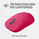 Mouse Gamer Sem Fio Logitech G PRO X SUPERLIGHT com Tecnologia LIGHTSPEED, Ultraleve 63g, 5 Botões Programáveis, Sensor HERO 25K e Bateria Recarregável - Compatível com POWERPLAY - Rosa Magenta