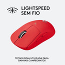 Mouse Gamer Sem Fio Logitech G PRO X SUPERLIGHT com Tecnologia LIGHTSPEED, Ultraleve 63g, 5 Botões Programáveis, Sensor HERO 25K e Bateria Recarregável - Compatível com POWERPLAY - Vermelho