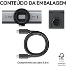Webcam Ultra HD 4K Logitech MX Brio Com Microfones com Redução de Ruído, Qualidade de Imagem Aprimorada por IA, Protetor de Privacidade e Conexão USB-C - Grafite
