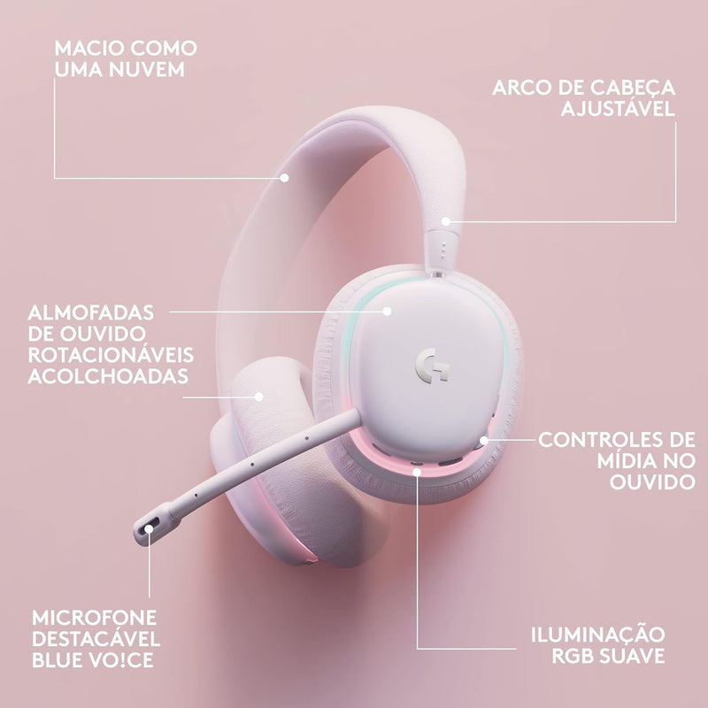 Headset Gamer Sem Fio Logitech G735 LIGHTSPEED Com RGB LIGHTSYNC, Microfone Destacável, Tecnologia BLUE VO!CE, Bateria Recarregável, Conexão Bluetooth, Compatível Com PC, Android, iOS