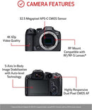Canon Câmera mirrorless EOS R7 (apenas corpo), câmera híbrida, sensor CMOS de 32,5 megapixels (APS-C), vídeo 4K, para esportes, ação, criadores de conteúdo, câmera de vlog, preta