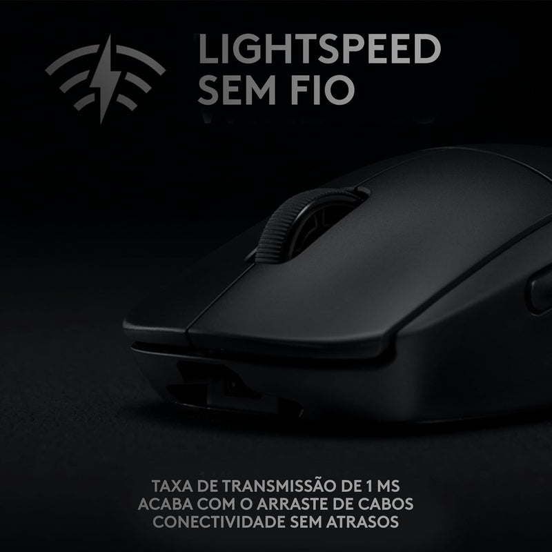 Mouse Gamer Sem Fio Logitech G PRO Wireless com Tecnologia LIGHTSPEED, RGB LIGHTSYNC, Design Ambidestro, 8 Botões Programáveis, Sensor HERO 25K e Bateria Recarregável - Compatível com POWERPLAY