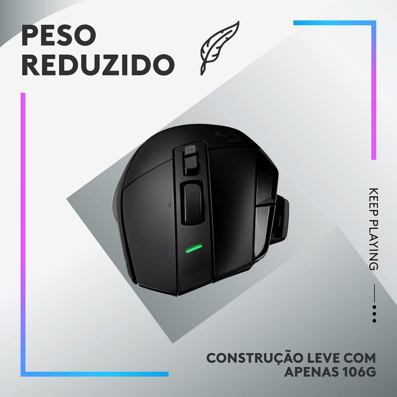 Mouse Gamer Sem Fio Logitech G502 X PLUS LIGHTSPEED com RGB LIGHTSYNC, Switches LIGHTFORCE, Sensor HERO 25K, 13 Botões Programáveis, Compatível com PC/ macOS/ Windows - Preto