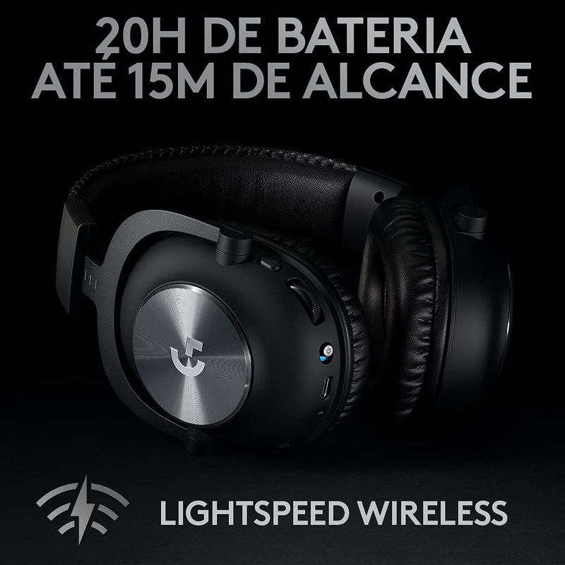 Headset Gamer Sem Fio Logitech G PRO X Wireless LIGHTSPEED com 7.1 Dolby Surround, Tecnologia Blue VO!CE, Design Confortável e Durável, Drivers PRO-G 50 mm e Bateria Recarregável
