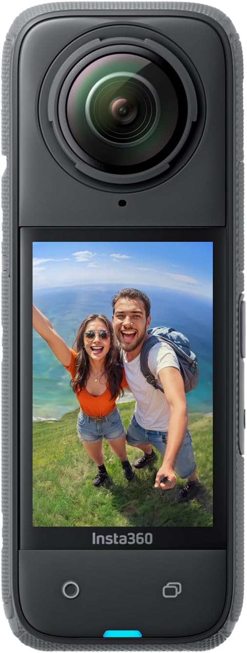 Insta360 X4, Câmera padrão, visão de 360°, à prova d'água, resolução 8K, vídeo de grande-angular 4K, bastão de selfie invisível, protetores de lente removíveis, bateria com autonomia de 135 minutos