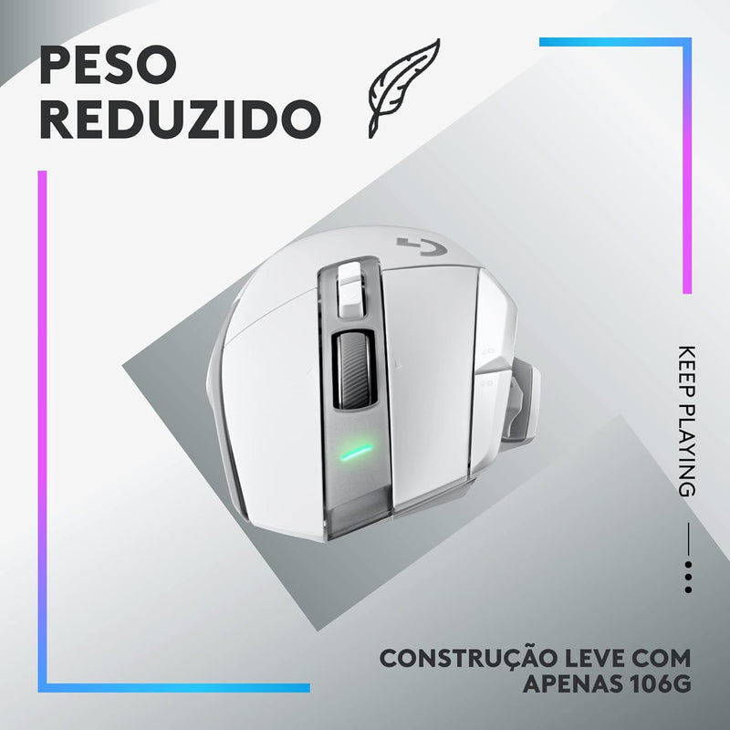 Mouse Gamer Sem Fio Logitech G502 X PLUS LIGHTSPEED com RGB LIGHTSYNC, Switches LIGHTFORCE, Sensor HERO 25K, 13 Botões Programáveis, Compatível com PC/ macOS/ Windows - Branco