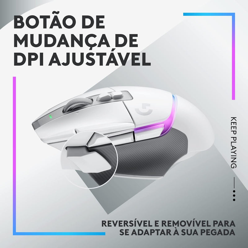 Mouse Gamer Sem Fio Logitech G502 X PLUS LIGHTSPEED com RGB LIGHTSYNC, Switches LIGHTFORCE, Sensor HERO 25K, 13 Botões Programáveis, Compatível com PC/ macOS/ Windows - Branco