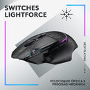 Mouse Gamer Sem Fio Logitech G502 X PLUS LIGHTSPEED com RGB LIGHTSYNC, Switches LIGHTFORCE, Sensor HERO 25K, 13 Botões Programáveis, Compatível com PC/ macOS/ Windows - Preto