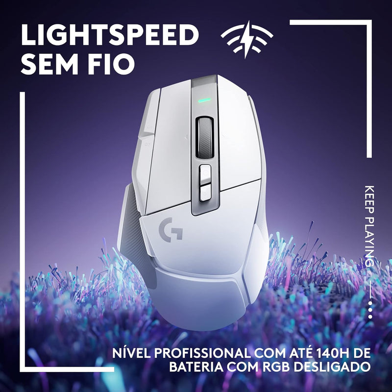 Mouse Gamer Sem Fio Logitech G502 X LIGHTSPEED com Switch LIGHTFORCE, 13 Botões Programáveis, Sensor HERO 25K, Compatível com PC/ macOS/ Windows - Branco