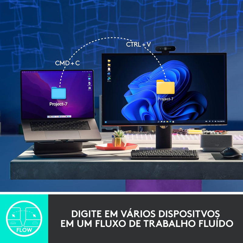Teclado Mecânico sem fio Logitech MX Mechanical Mini com Teclas Retroiluminadas Tactile Quiet, Conexão USB ou Bluetooth Easy-Switch para até 3 dispositivos e Bateria Recarregável
