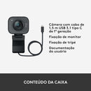 Webcam Full HD Logitech For Creators StreamCam Plus para Streaming e Criação de Conteúdo com Microfone Embutido, 1080p 60fps, Autofoco Inteligente, Conexão USB-C e Tripé Incluso