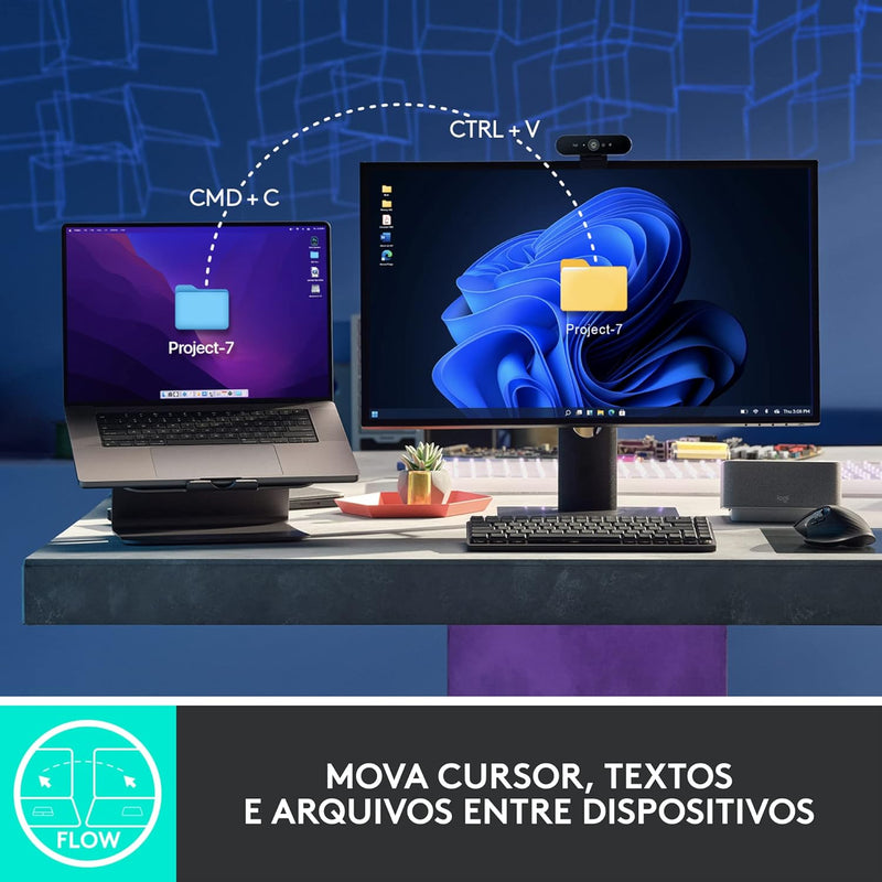 Mouse sem fio Logitech MX Master 3S com Sensor Darkfield para Uso em Qualquer Superfície, Design Ergonômico, Clique Silencioso, Conexão USB ou Bluetooth - Cinza Claro