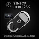 Mouse Gamer Sem Fio Logitech G PRO X SUPERLIGHT com Tecnologia LIGHTSPEED, Ultraleve 63g, 5 Botões Programáveis, Sensor HERO 25K e Bateria Recarregável - Compatível com POWERPLAY - Branco
