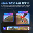 Insta360 X4, Câmera padrão, visão de 360°, à prova d'água, resolução 8K, vídeo de grande-angular 4K, bastão de selfie invisível, protetores de lente removíveis, bateria com autonomia de 135 minutos