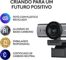 Webcam Ultra HD 4K Logitech MX Brio Com Microfones com Redução de Ruído, Qualidade de Imagem Aprimorada por IA, Protetor de Privacidade e Conexão USB-C - Grafite