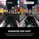 Insta360 X5 - Câmera de ação 360 à prova d'água com sensores de 1/3.3 cm, vídeo HDR 8K 360, foto de 72 MP, lente única 4K60fps, desempenho aprimorado em pouca luz, lentes atualizadas substituíveis