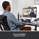 Webcam Full HD Logitech Brio 500 com Microfones Duplos com Redução de Ruídos, Proteção de Privacidade, Correção de Luz e Enquadramento Automático - Grafite