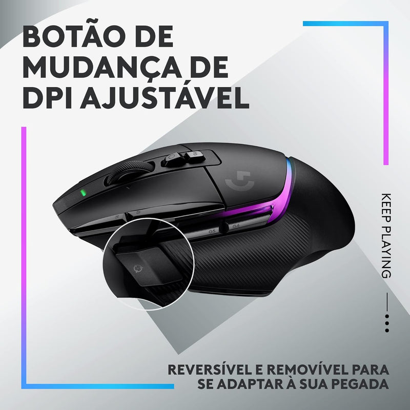 Mouse Gamer Sem Fio Logitech G502 X PLUS LIGHTSPEED com RGB LIGHTSYNC, Switches LIGHTFORCE, Sensor HERO 25K, 13 Botões Programáveis, Compatível com PC/ macOS/ Windows - Preto