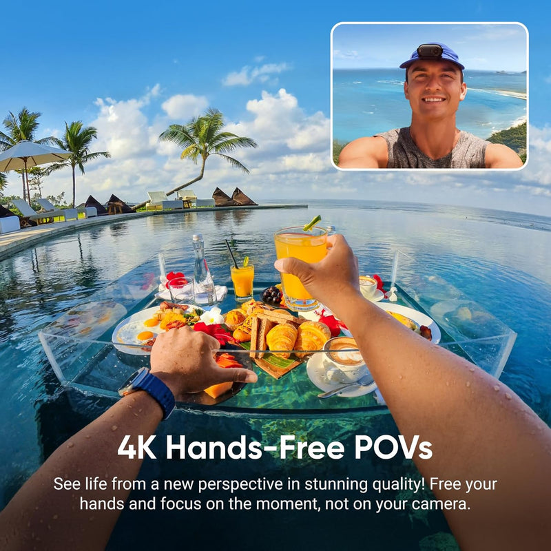 Insta360 GO 3S - Pacote padrão - Câmera de vlogging preta portátil minúscula de 128 GB 4K, POV sem usar as mãos, monte em qualquer lugar, estabilização, bateria que dura 140 minutos, impermeável até 10 m, POV de pets