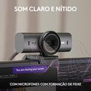 Webcam Ultra HD 4K Logitech MX Brio Com Microfones com Redução de Ruído, Qualidade de Imagem Aprimorada por IA, Protetor de Privacidade e Conexão USB-C - Grafite