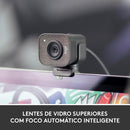 Webcam Full HD Logitech For Creators StreamCam Plus para Streaming e Criação de Conteúdo com Microfone Embutido, 1080p 60fps, Autofoco Inteligente, Conexão USB-C e Tripé Incluso