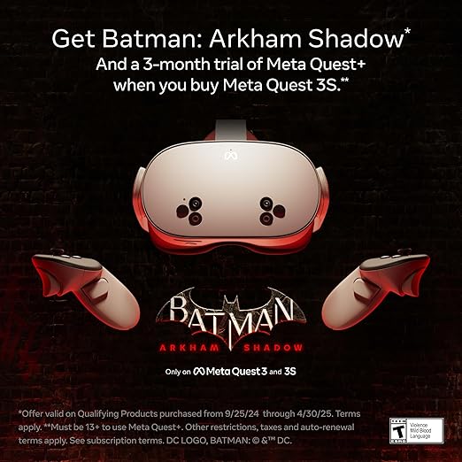 Meta Quest 3S 128GB | Get Batman: Arkham Shadow and a 3-Month Trial of Meta Quest+ Included | All-in-One Headset