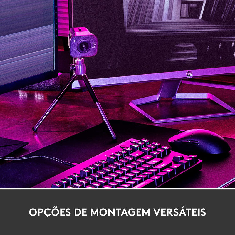 Webcam Full HD Logitech For Creators StreamCam Plus para Streaming e Criação de Conteúdo com Microfone Embutido, 1080p 60fps, Autofoco Inteligente, Conexão USB-C e Tripé Incluso